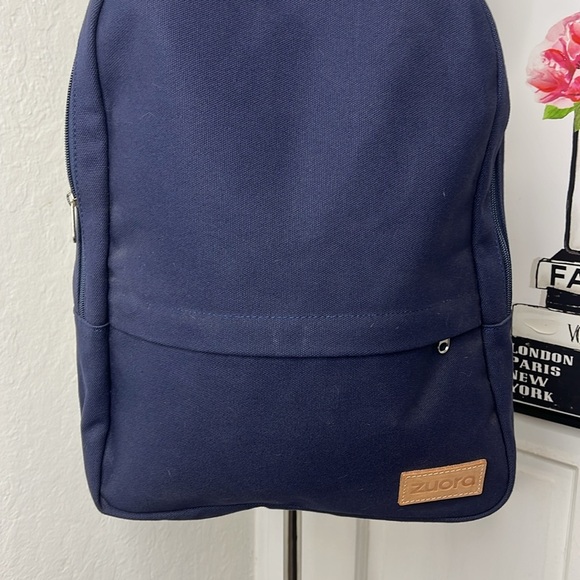 Jack + Mulligan Navy with Cream Leather Canvas Backpack - Picture 4 of 8